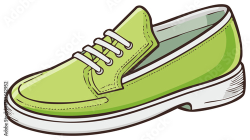 Vibrant Green Casual Shoe with White Laces Digital Illustration