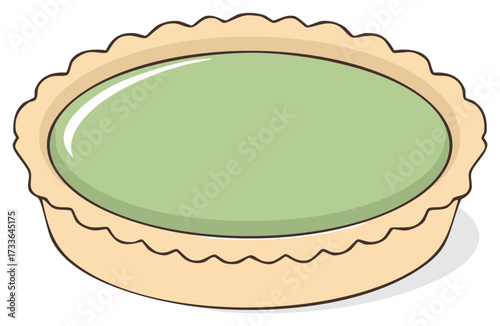 Pastel green tart pie illustration with cream crust dessert food drawing sweet treat baked bakery dish bake pastry