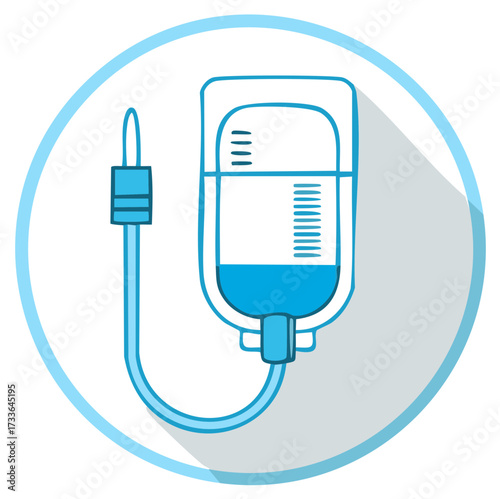 Medical intravenous therapy fluid drip bag icon for hospital patient care and healthcare treatment illustration