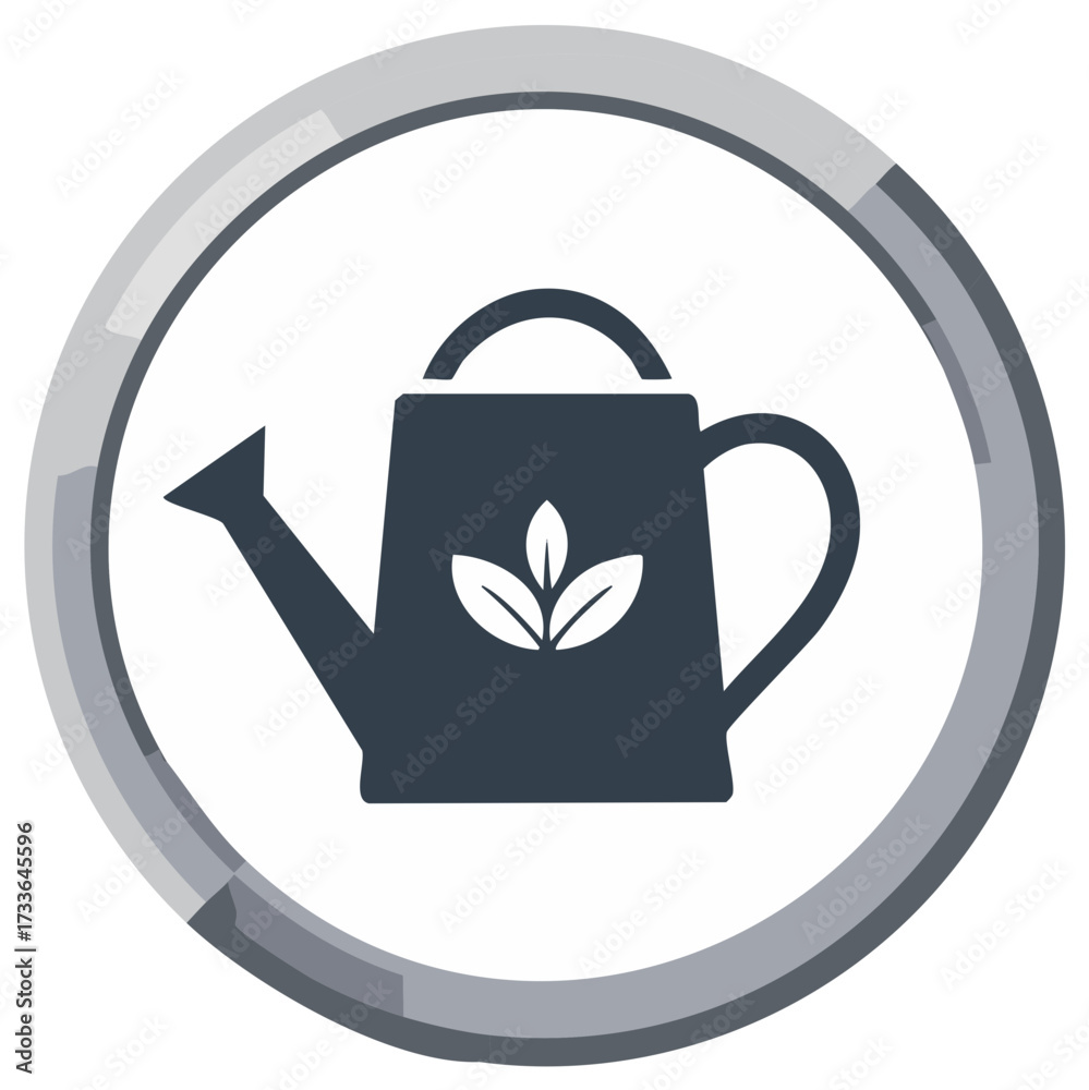 Obraz premium Watering can symbol with leaves inside a modern circular frame representing gardening and plant growth