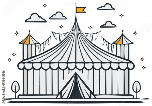 Illustration of a whimsical circus tent design