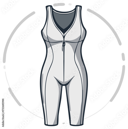 Sleeveless Bodysuit Vector Illustration Athletic Style Sportswear Fitness Apparel Clothing Design