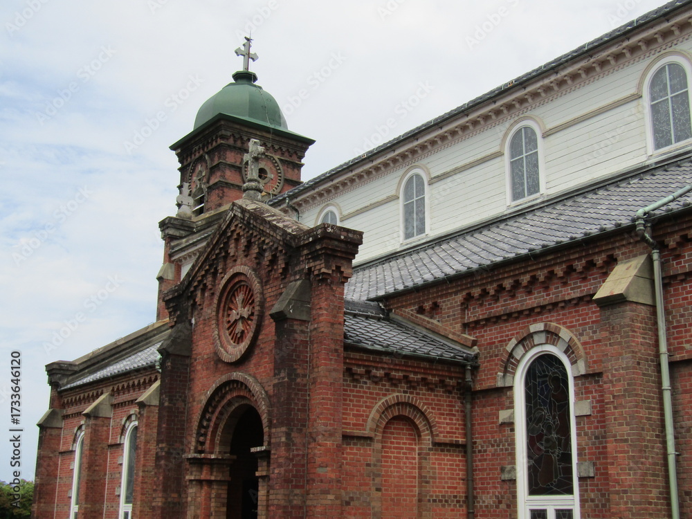 Obraz premium 長崎県平戸市、竣工1918年、レンガ造及び木造の田平天主堂