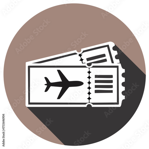 Airplane Tickets Icon for Travel Illustration or Design Element on a Circle