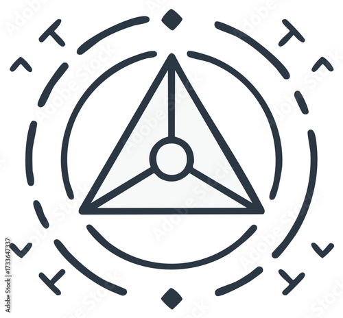Geometric Sacred Symbol of Triangle and Circles Abstract Design Element