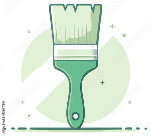 Green Paintbrush Illustration With Subtle Artistic Splashes