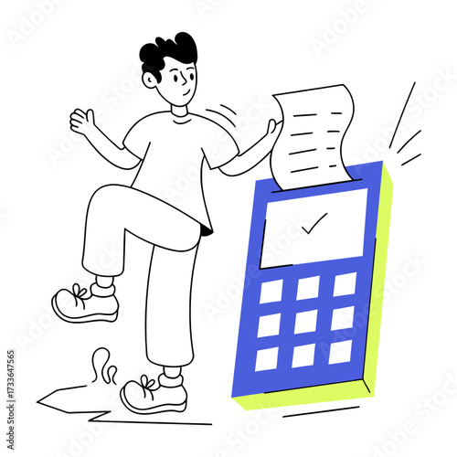 Modern digital calculator with vibrant blue and yellow design, perfect for financial planning and business analytics, offering clear numerical input and display for precise calculations.