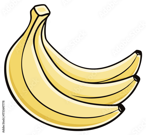 Bunch of ripe yellow bananas with a clean, cartoon style illustration.