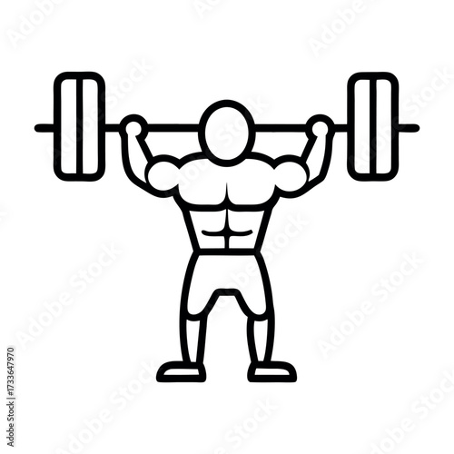 Bodybuilder holding barbell over his head icon a minimal body builder