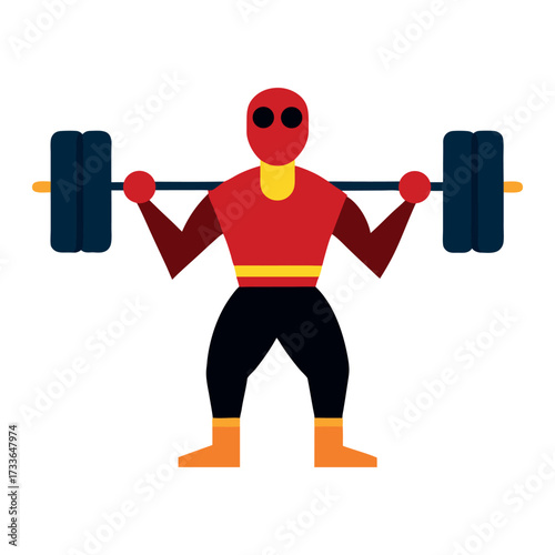 Bodybuilder holding barbell over his head icon a minimal body builder