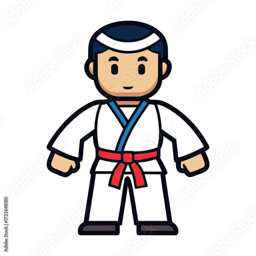 Fighters flat icons set with karate taekwondo and other martial arts sport