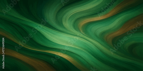 Smooth, flowing silk texture wallpaper with an abstract curve design featuring green and blue light waves