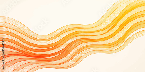 Abstract orange wave vector background design with light and curve pattern for web banner illustration