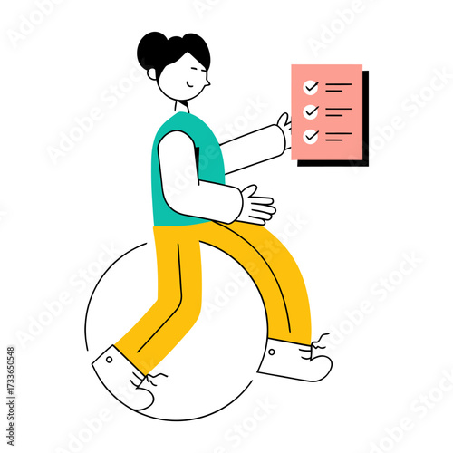 Dynamic abstract figure with checklist symbolizes progress, planning, and achieving goals for modern business and productivity concepts.