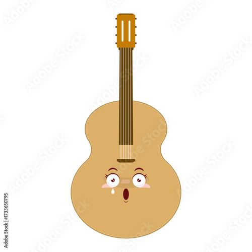 guitar scared face cartoon cute