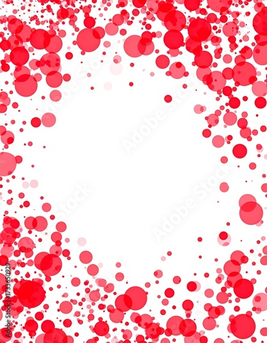Abstract red circles frame on white