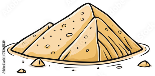 Stylized illustration of a sand pile with a simple, hand-drawn quality