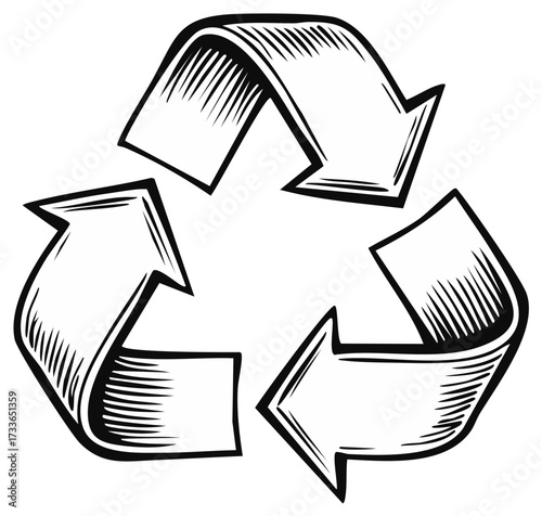 Recycle symbol stylized sketch illustration environment conservation concept
