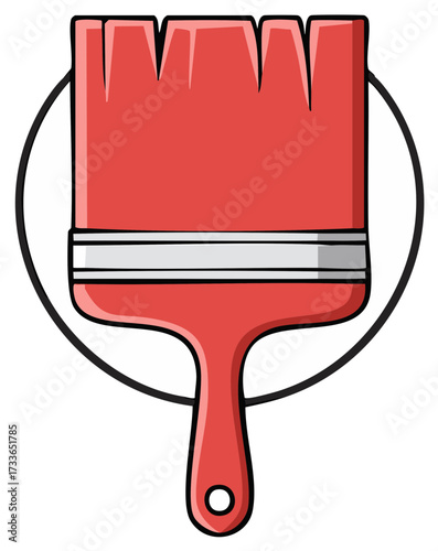 Vibrant Red Paint Brush Icon for Home Improvement and Artistic Projects