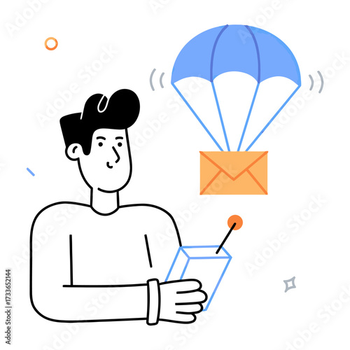 Urgent delivery notification received via airborne message drone, signaling critical business communication reaching its destination swiftly and efficiently.