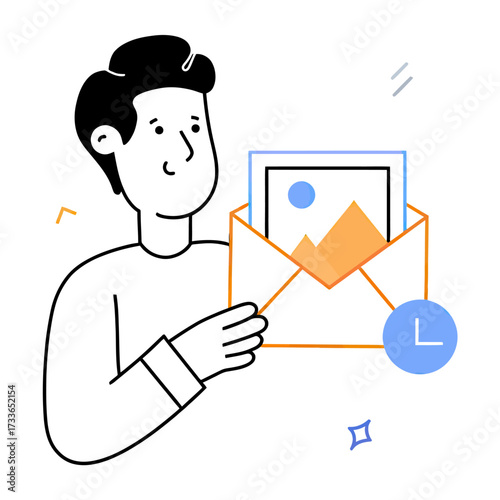 Modern digital communication concept with graphic elements, representing email, content delivery, and timely updates for business and personal use