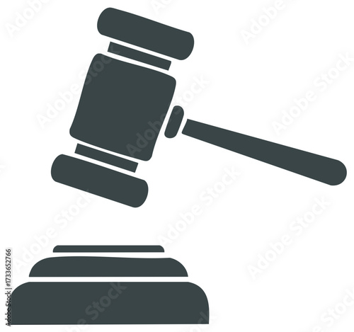 Dark Gray Gavel Icon Striking Sounding Block Representing Justice Law and Auction