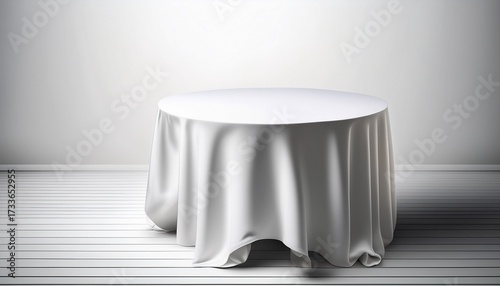 White Round Table And Cloth Illustration