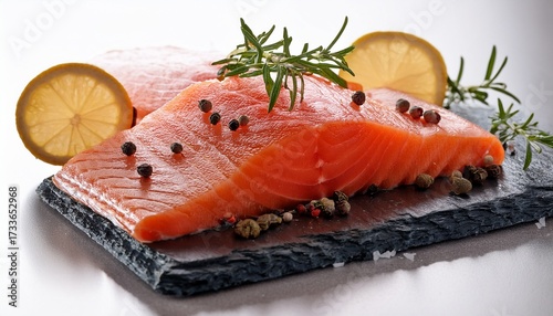 Fresh Salmon Slices With Herbs And Peppercorns