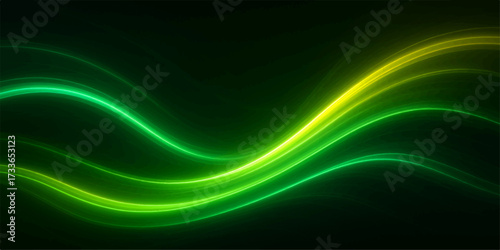 Abstract green and blue wave pattern with light and motion design texture
