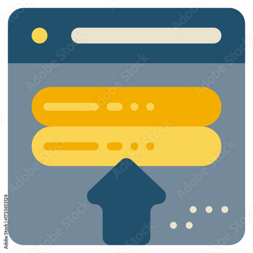 database backup upload cyber system flat style icon