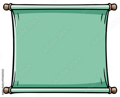 Old blank green scroll vector illustration for ancient messages or treasure maps