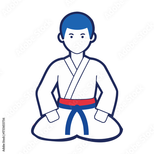 Fighters flat icons set with karate taekwondo and other martial arts sport