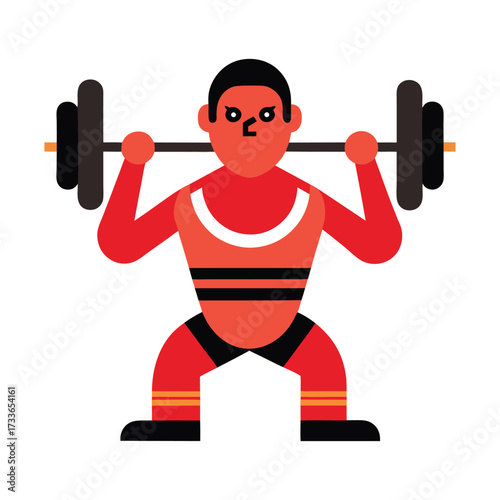 Bodybuilder holding barbell over his head icon a minimal body builder