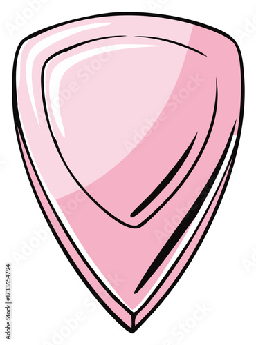 Glossy pink cartoon guitar pick vector illustration for music and musicians