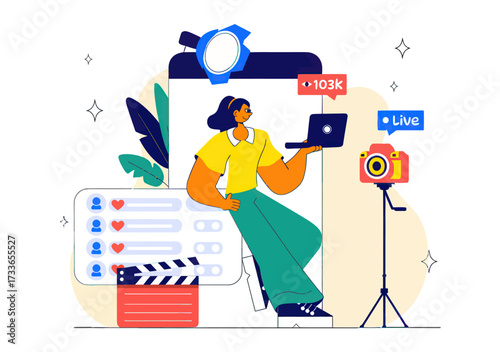 Dynamic content creator crafts engaging social media campaigns, achieving viral success with live streaming and audience interaction, captivating viewers globally.