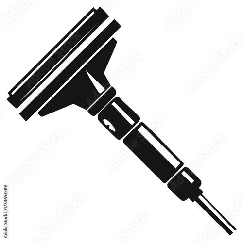 Stylized window cleaner squeegee with handle for surfaces cleaning icon vector illustration
