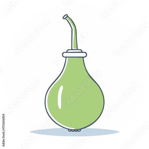 Green enema bulb syringe with curved nozzle medical health illustration