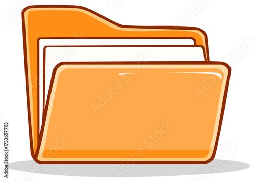 Orange Folder Illustration with Documents Storage Organization Filing