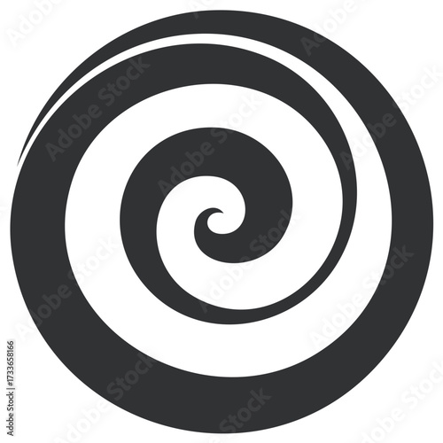 Black and White Spiral Pattern Illustration, Hypnotic Swirls, Circular Shape, Concentric Rings, Abstract Design, Optical Illusion