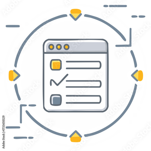Checklist and workflow icons symbolizing task completion and organized process management