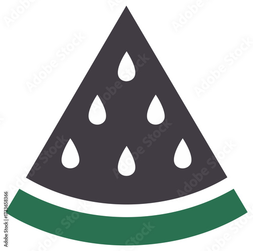 Isolated watermelon slice icon with seeds for summer picnic or healthy eating illustration