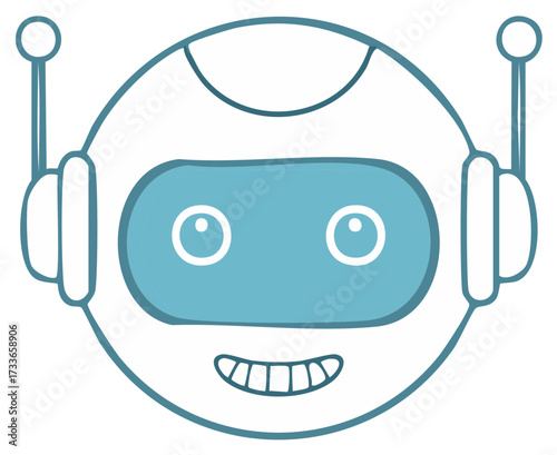 Friendly Robot Head with Antenna and Headphones Machine Learning Artificial Intelligence