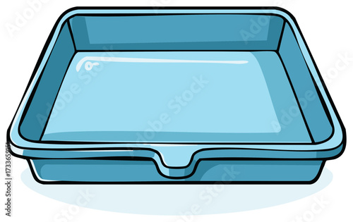 Light blue rectangular shallow serving tray or container cartoon vector illustration