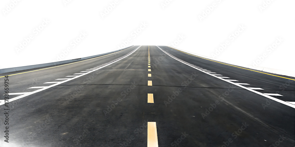 Fototapeta premium Cityscape highway road leading to future isolated on a white background png