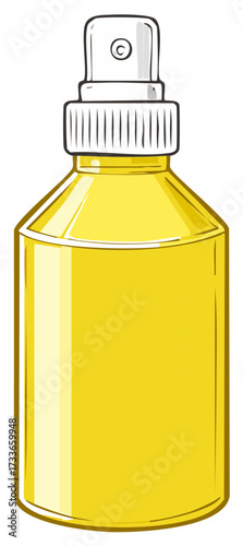 Simple cartoon illustration of a yellow spray bottle for cleaning or cosmetics