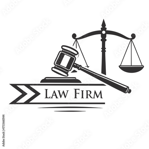 Law Firm Emblem with Gavel and Scales of Justice legal logo