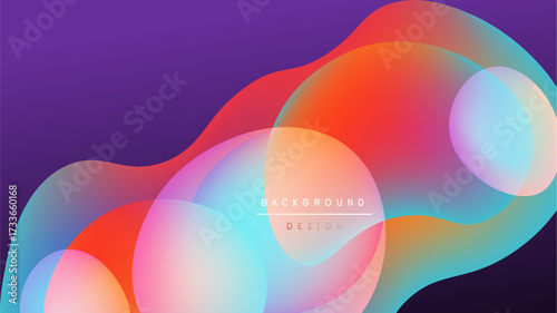 Abstract fluid shapes overlap, creating vibrant color gradients. Background is dark, emphasizing bright hues. Modern design element.