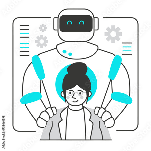 Scientist expertly controls advanced robot with futuristic interface and glowing technology for groundbreaking research and innovation
