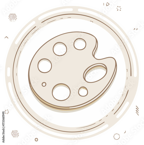 Isolated Painter Palette Icon with Various Color Wells for Art Class