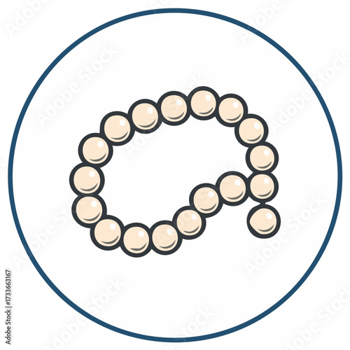 Simple Elegant Pearl Necklace String Icon Vector Graphic Illustration